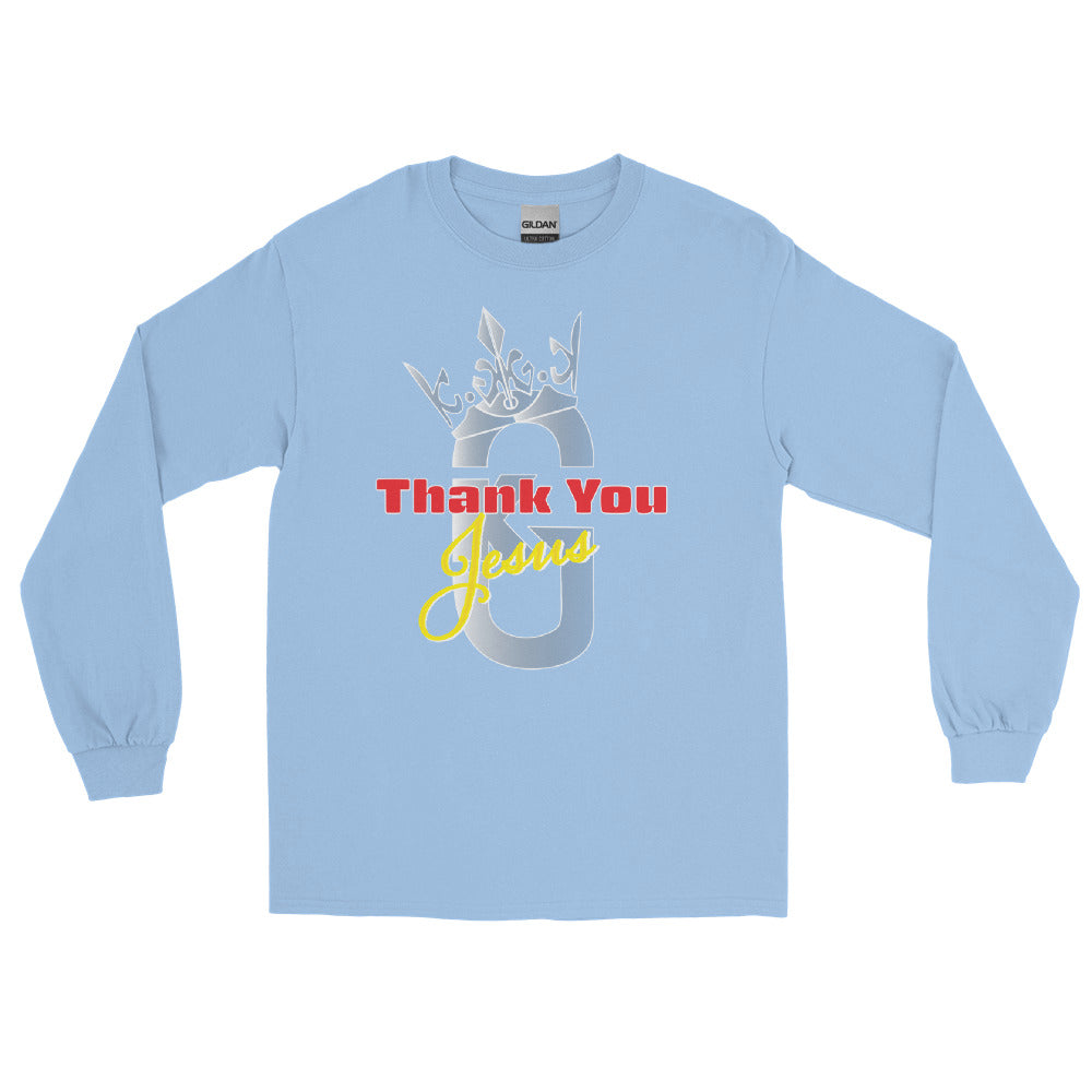 Men’s Long Sleeve Thank You Jesus Shirt Gray/Red/Yellow