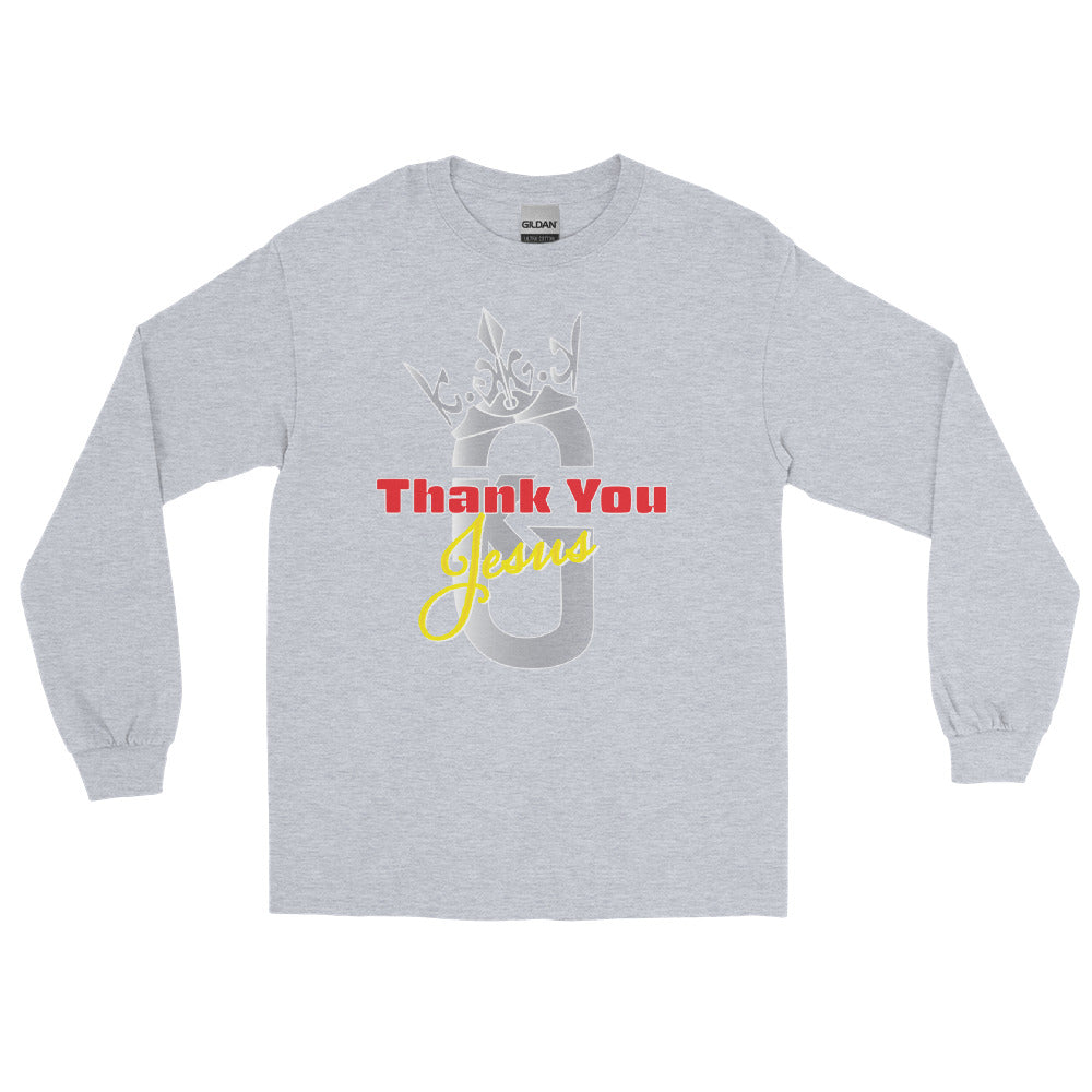 Men’s Long Sleeve Thank You Jesus Shirt Gray/Red/Yellow