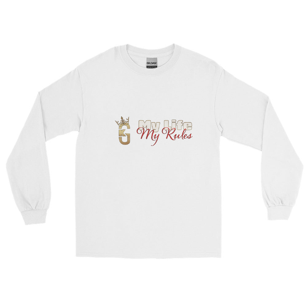 Men’s front KG my life my rules Long Sleeve Shirt red/white/gold 2022