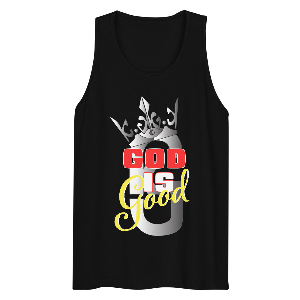 Men’s premium KG God Is Good tank top Gray/Red/Yellow