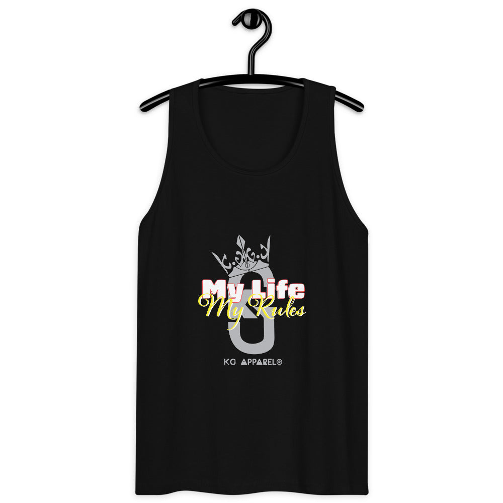 Men’s premium KG My life My Rules tank top Gray/RedHyellow