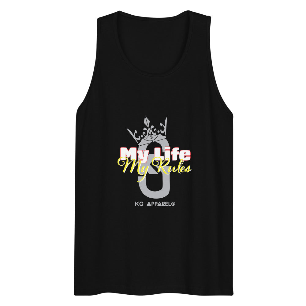 Men’s premium KG My life My Rules tank top Gray/RedHyellow