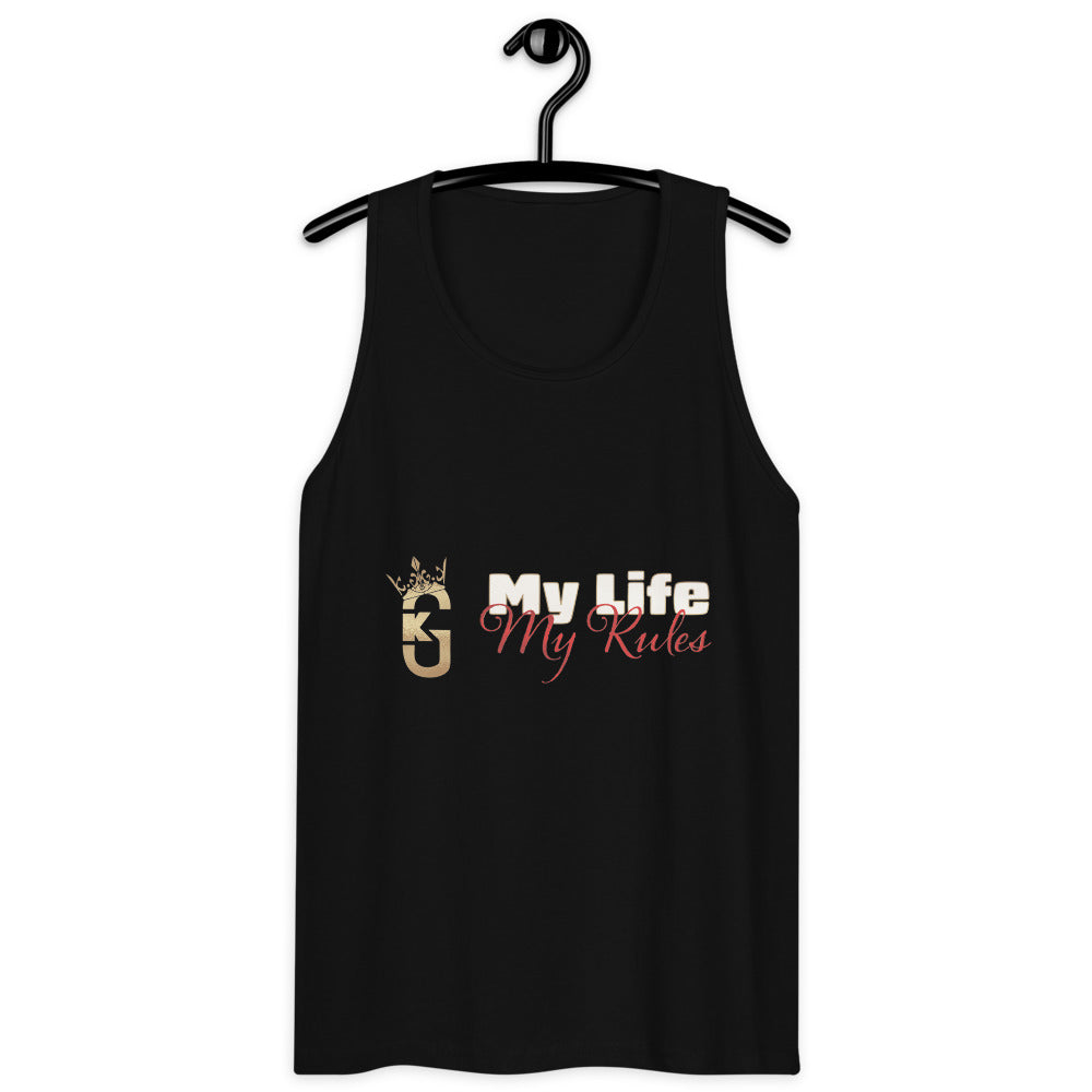 Men’s front KG my life my rules premium tank top red/white/black 2022