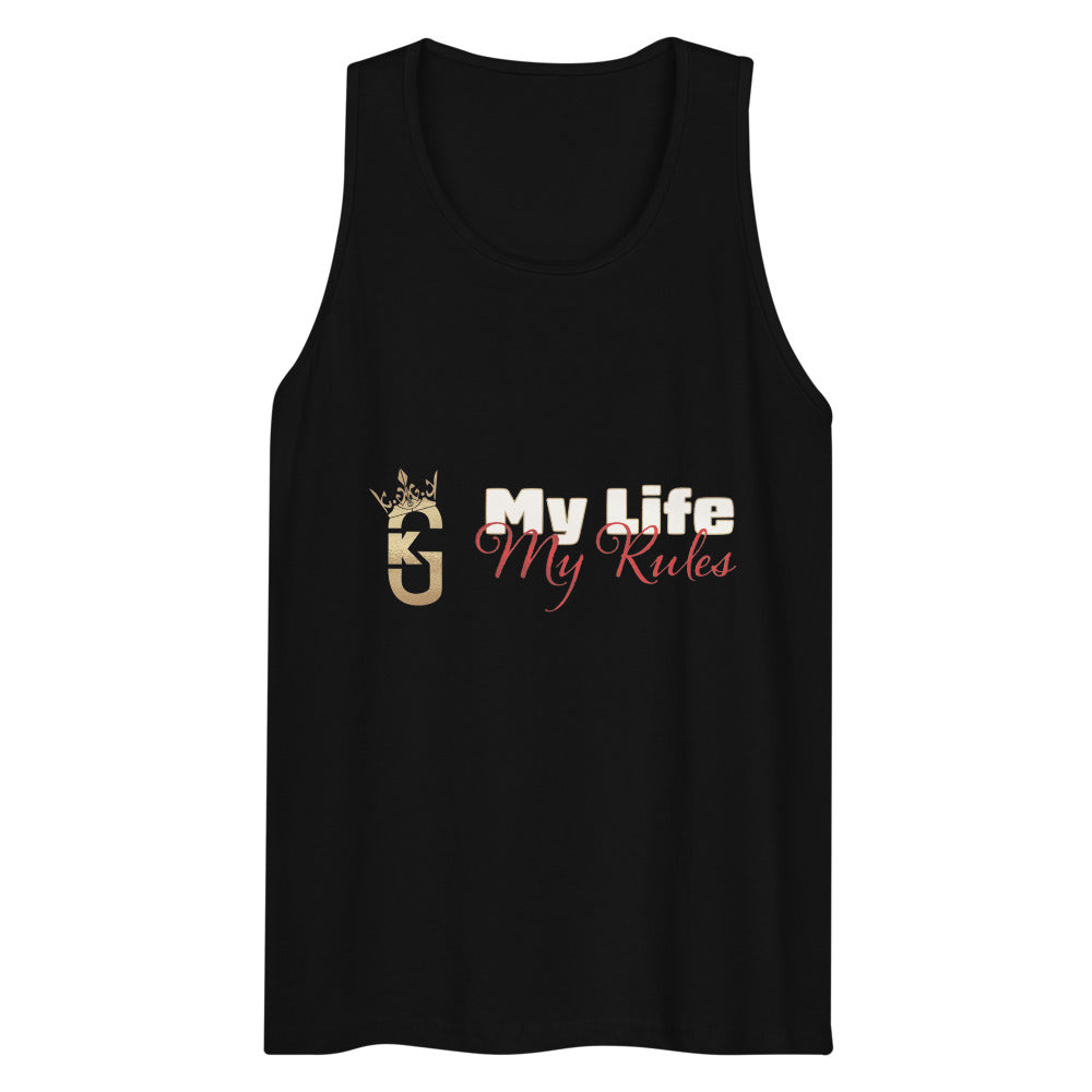 Men’s front KG my life my rules premium tank top red/white/black 2022