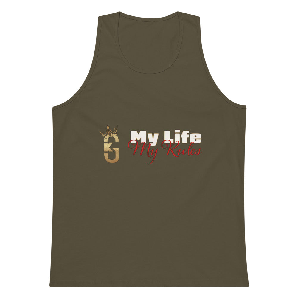 Men’s front KG my life my rules premium tank top red/white/black 2022