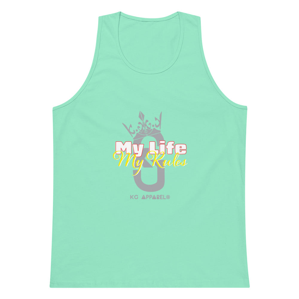 Men’s premium KG My life My Rules tank top Gray/RedHyellow