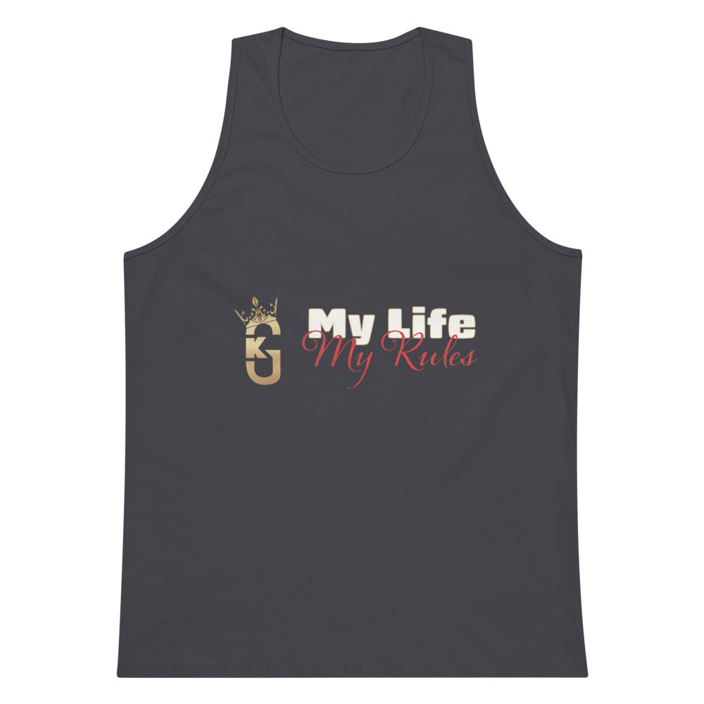 Men’s front KG my life my rules premium tank top red/white/black 2022