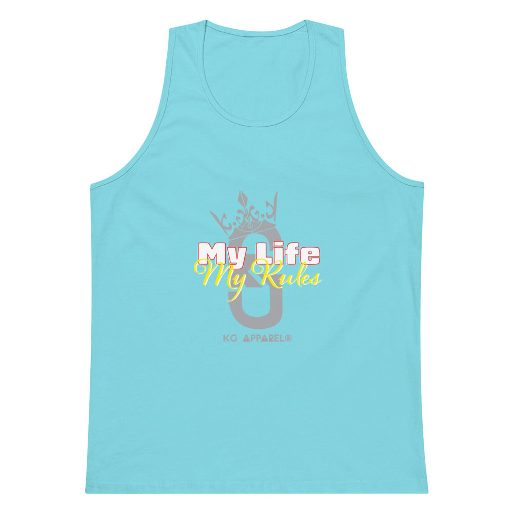 Men’s premium KG My life My Rules tank top Gray/RedHyellow