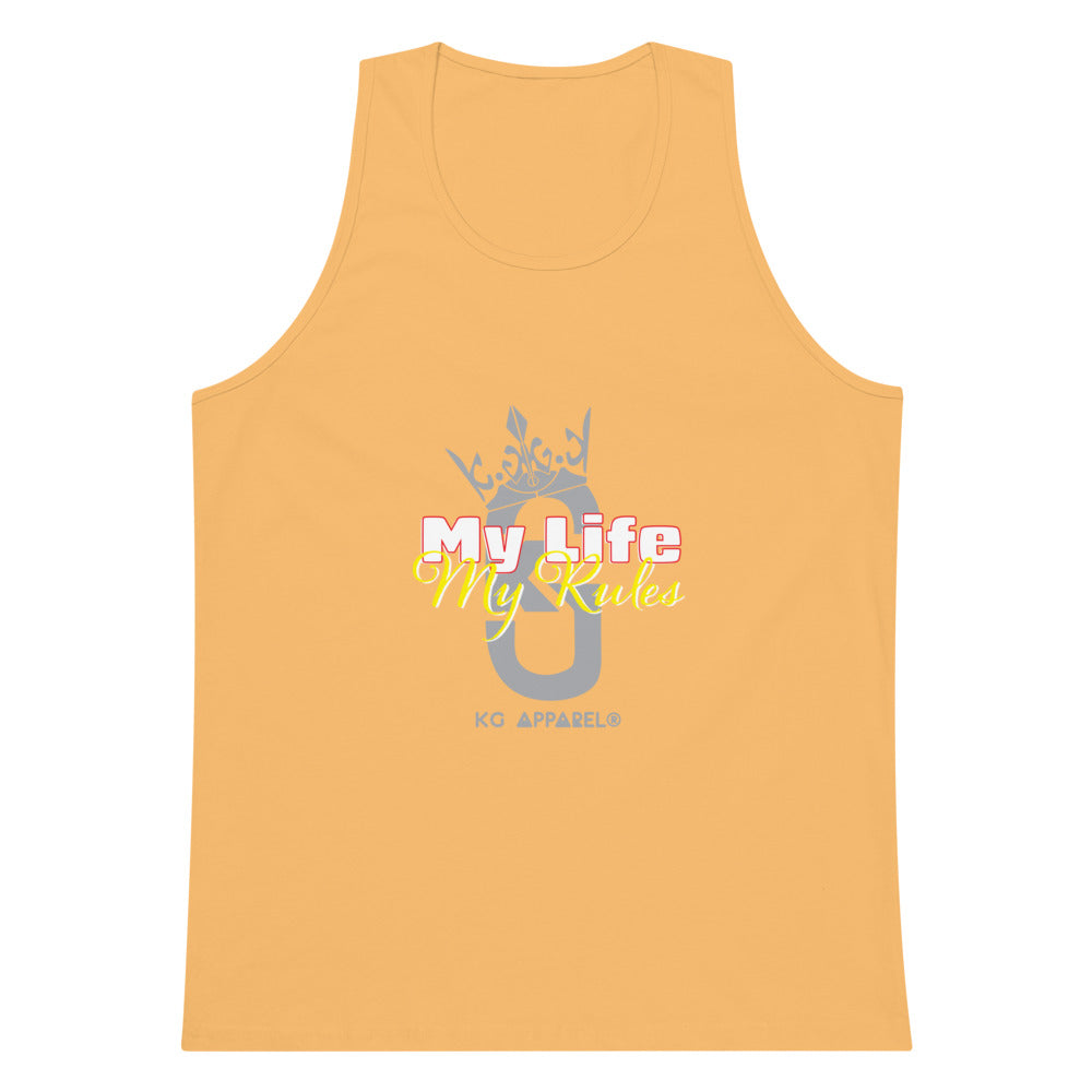 Men’s premium KG My life My Rules tank top Gray/RedHyellow