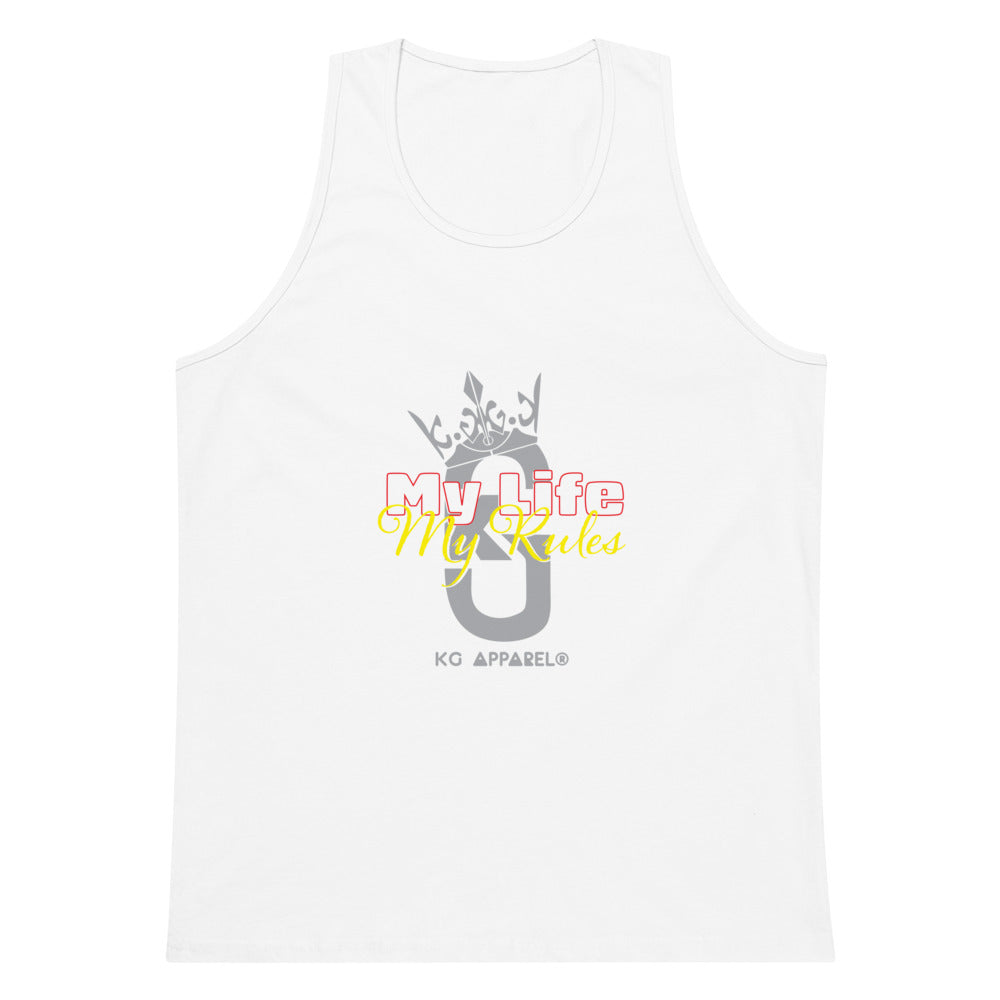 Men’s premium KG My life My Rules tank top Gray/RedHyellow