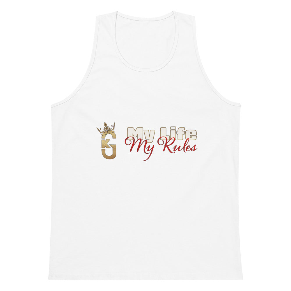 Men’s front KG my life my rules premium tank top red/white/black 2022