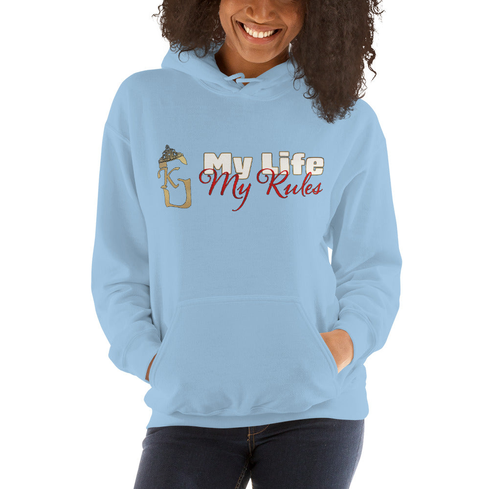 Women’s front lady KG my life my rules Hoodie red/white/gold 2022