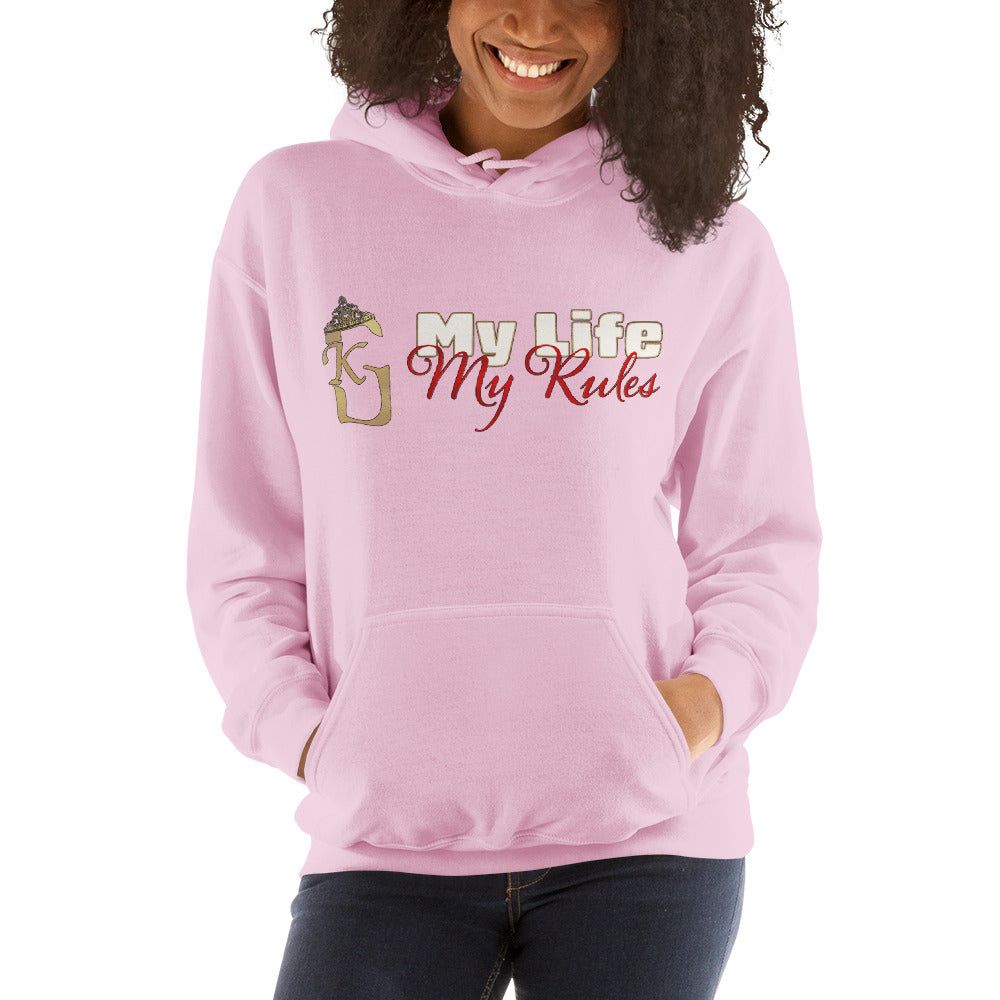 Women’s front lady KG my life my rules Hoodie red/white/gold 2022