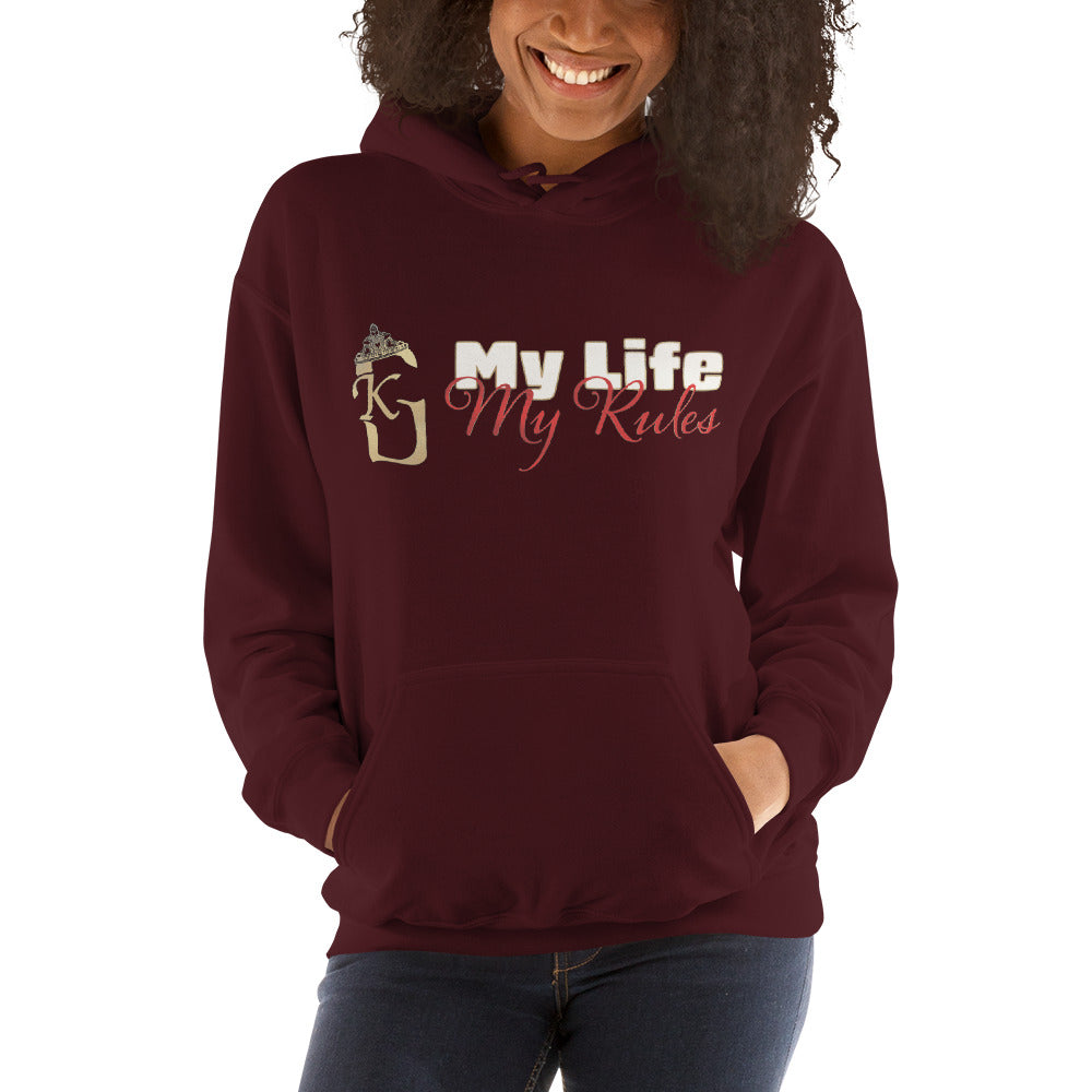 Women’s front lady KG my life my rules Hoodie red/white/gold 2022