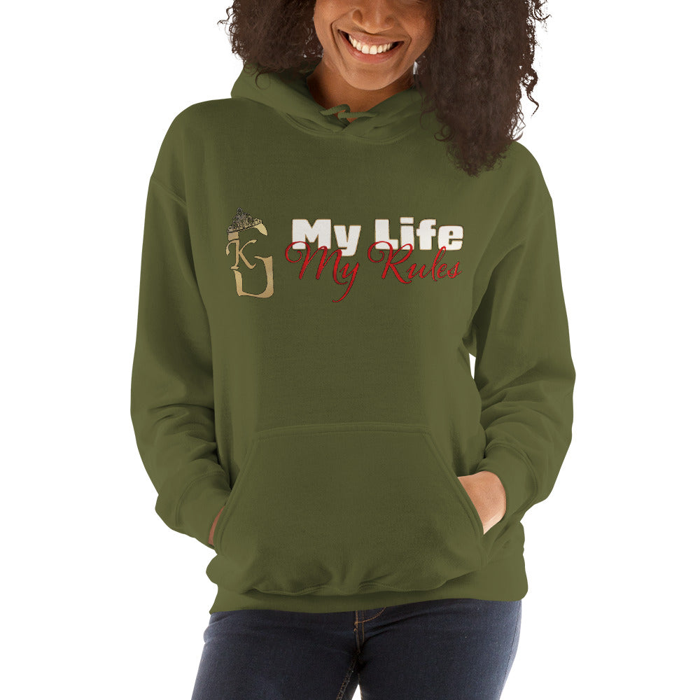 Women’s front lady KG my life my rules Hoodie red/white/gold 2022