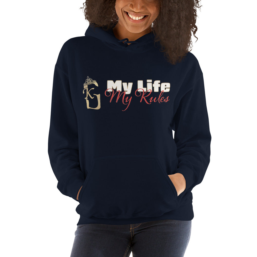 Women’s front lady KG my life my rules Hoodie red/white/gold 2022