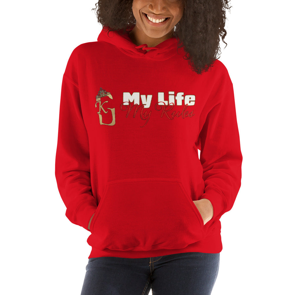 Women’s front lady KG my life my rules Hoodie red/white/gold 2022