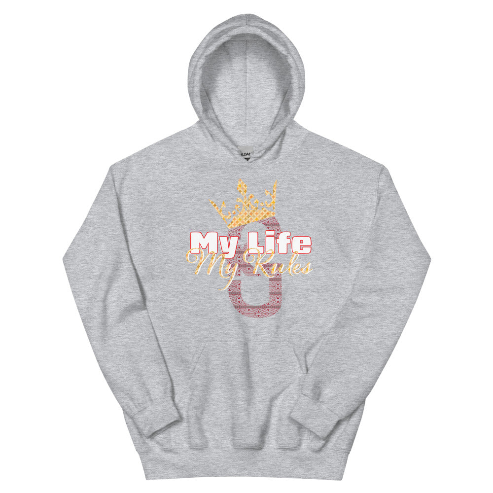 Men’s  KG My Life My Rules Hoodie Gray/white/Red custom pattern