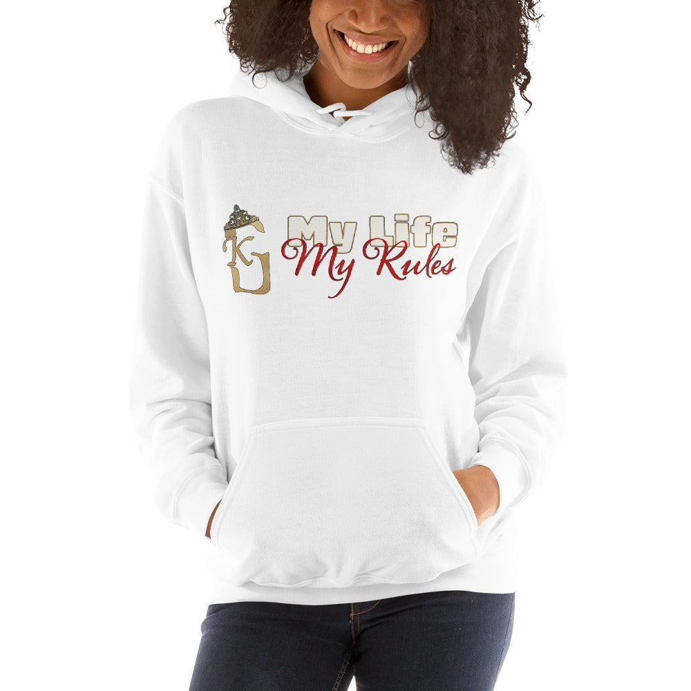 Women’s front lady KG my life my rules Hoodie red/white/gold 2022