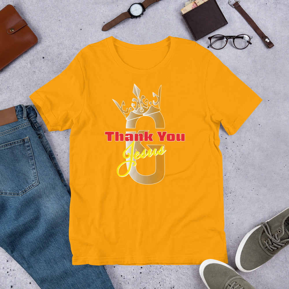 Men Short-sleeve Thank You Jesus t-shirt Gray/Red/Yellow