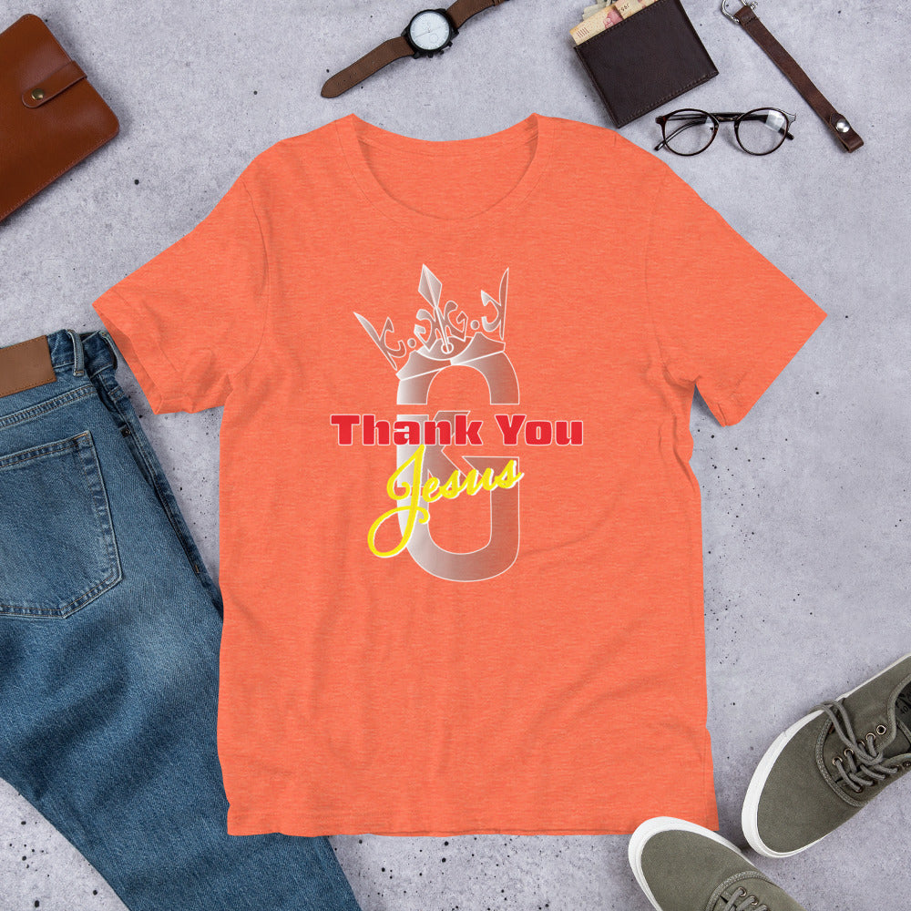 Men Short-sleeve Thank You Jesus t-shirt Gray/Red/Yellow