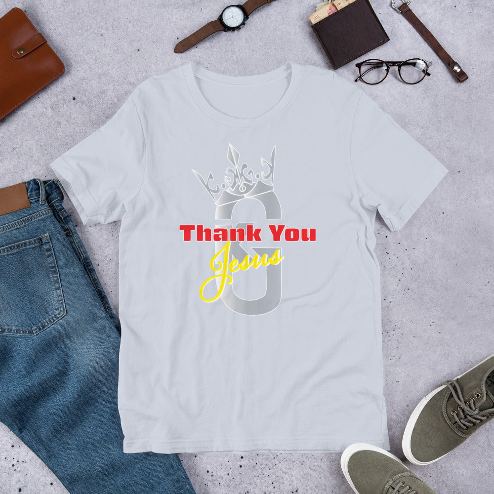 Men Short-sleeve Thank You Jesus t-shirt Gray/Red/Yellow