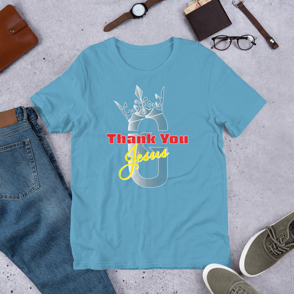 Men Short-sleeve Thank You Jesus t-shirt Gray/Red/Yellow